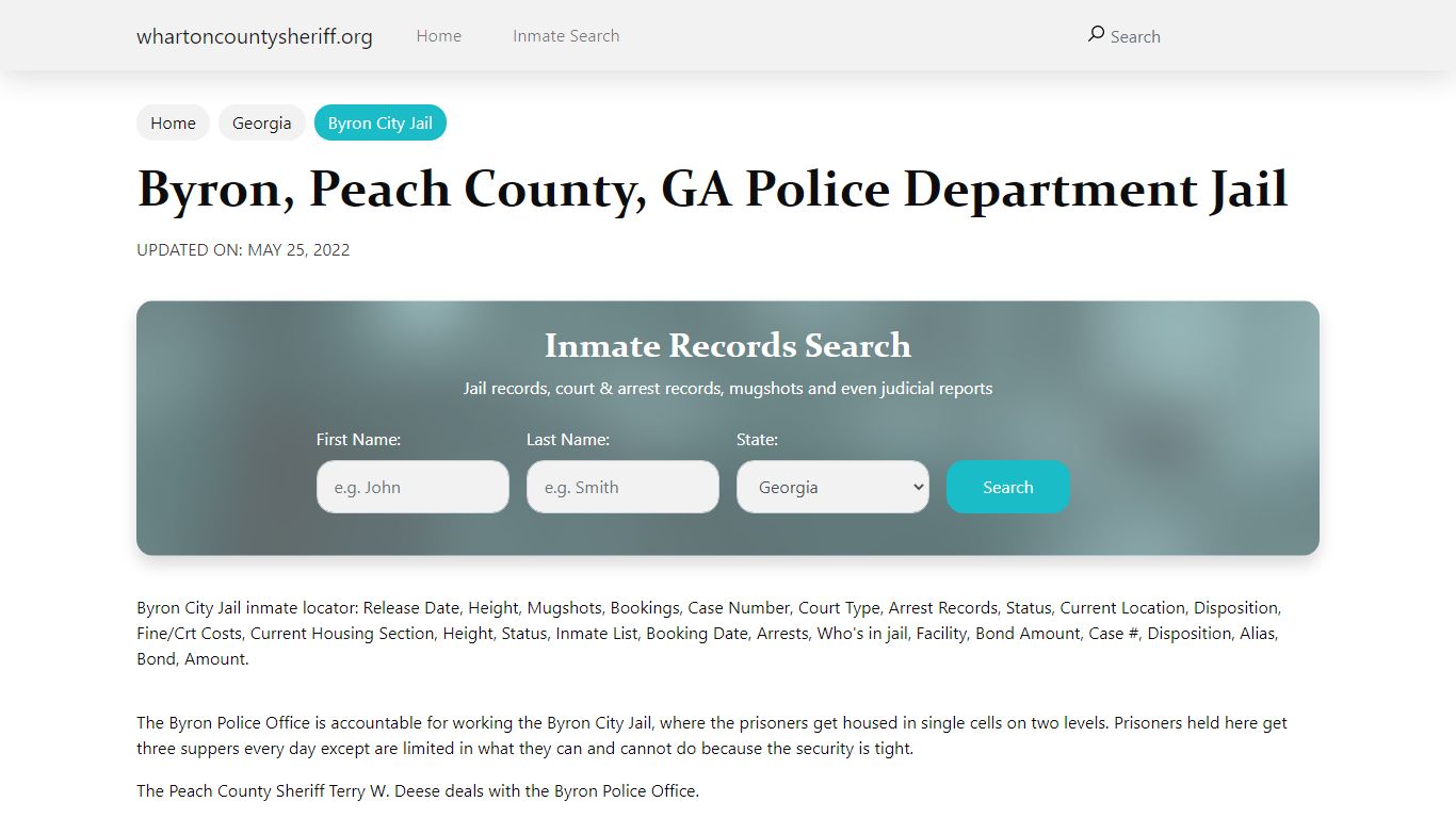 Byron, GA City Jail Inmates, Arrests