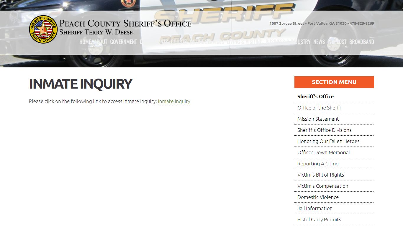 Inmate Inquiry | Peach County Ga | Peach County Georgia ...